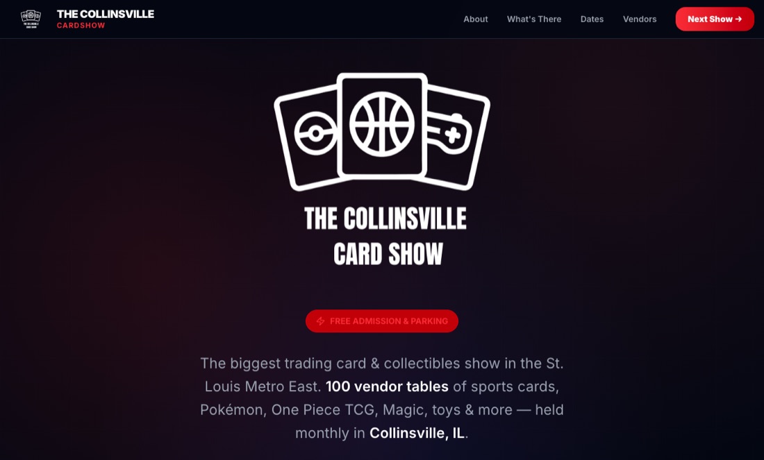 Screenshot of The Collinsville Card Show